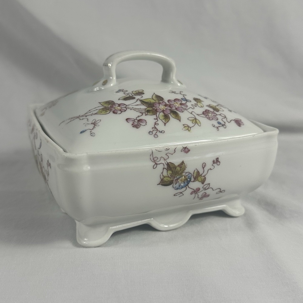 Limoges France Porcelain Trinket Box Floral Square Lidded Dresser Jar 5.25" - Picture 3 of 16